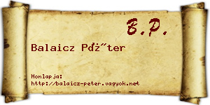 Balaicz Péter névjegykártya